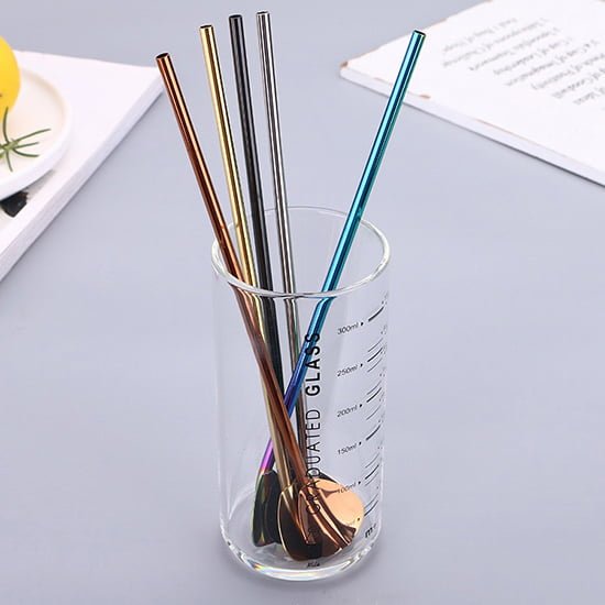 stainless steel straw with spoon
