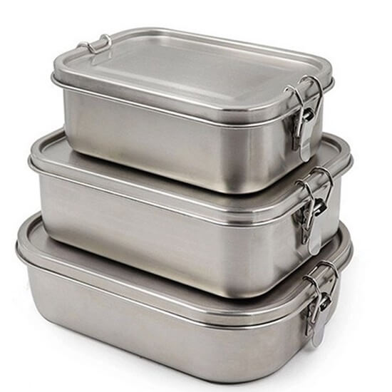 304 Stainless Steel Rectangle Bento Box With Compartments 9 - Stainless Steel Leak Proof Lunch Containers With Silicone Lid