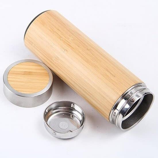 Bamboo Thermo Stainless Steel Drinking Bottle With Filter 3 - Bamboo Thermo Stainless Steel Drinking Bottle With Filter