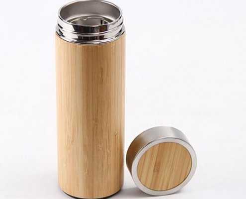 Botella de bambú termo de acero inoxidable con filtro 4
