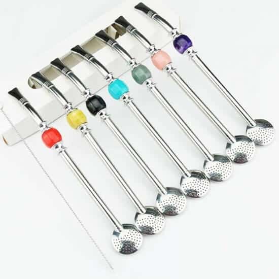 Colored Stainless Steel Reusable Metal Straws Bulk For Bombilla 8 - Reusable Drinking Stainless Steel Yerba Mate Spoon Straws