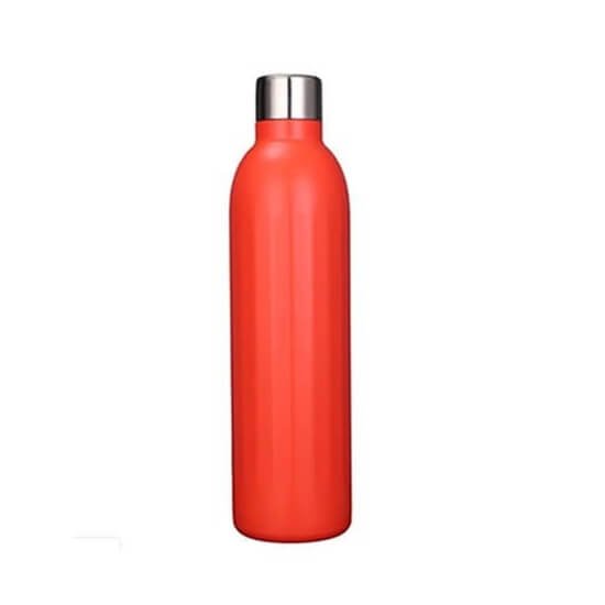 थोक में कस्टम थोक सादा लाल अछूता पानी की बोतल 4 - डौल वॉल वैक्यूम इंसुलेटेड पुश बटन पानी की बोतल
