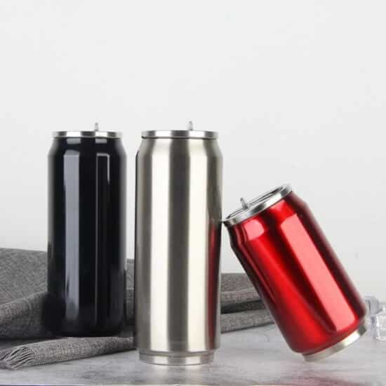 Double Wal Personalized Vacuum Insulated Can Cooler With Straw 1 - Bulk Personalized Stainless Steel Tumblers With Lids And Straws