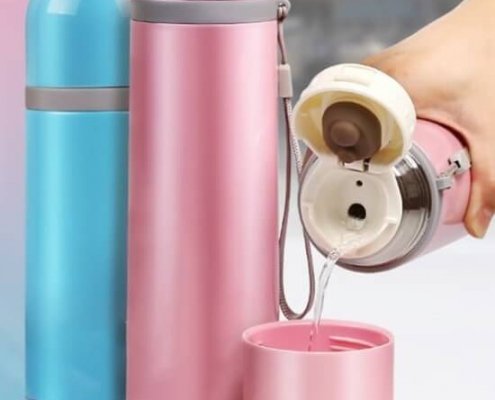 Doule Wall Vacuum Stainless Steel Water Bottle Sports Cap 1