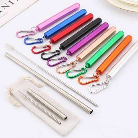 Portable Stainless Steel Metal Collapsible Straw Keychain 2 - Portable Stainless Steel Metal Collapsible Straw Keychain