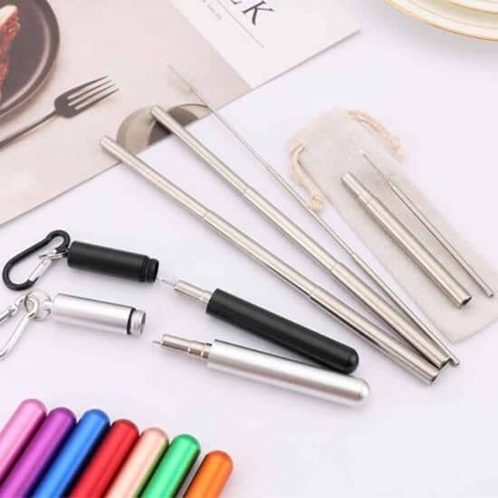 Portable Steel Metal Collapsible Straw Keychain 3 - Portable Steel Metal Collapsible Straw Keychain