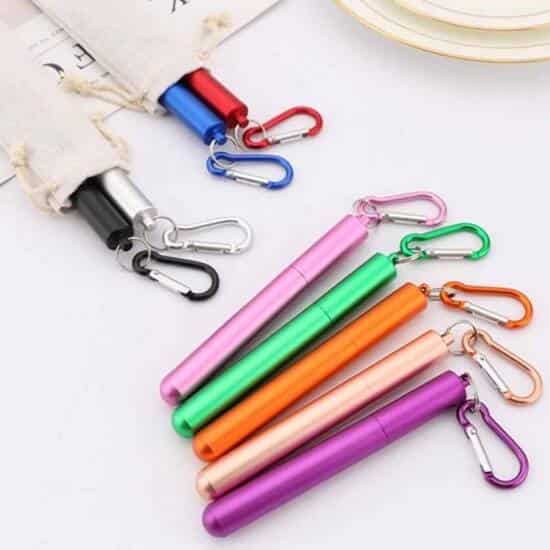 Portable Stainless Steel Metal Collapsible Straw Keychain 4 - Portable Stainless Steel Metal Collapsible Straw Keychain