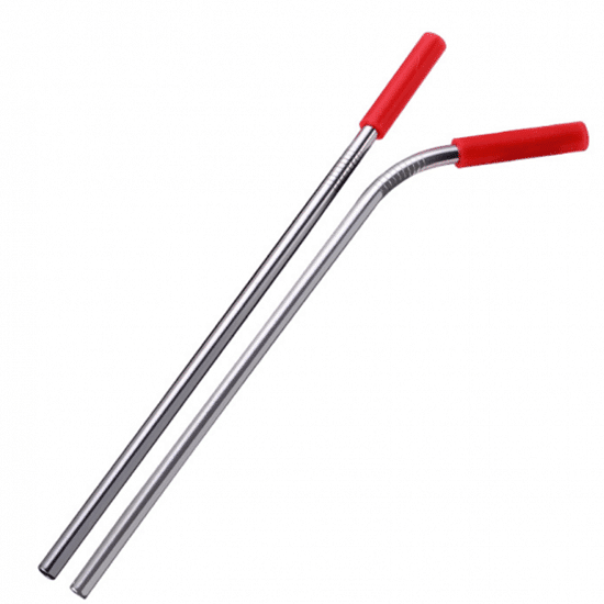 Stainless Steel Reusable Metal Straws With Silicone Tips 1 - Stainless Steel Straws With Spoon For Tumbler Mug