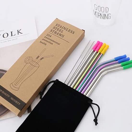 Stainless Steel Reusable Metal Straws With Silicone Tips 5 - Stainless Steel Reusable Metal Straws With Silicone Tips