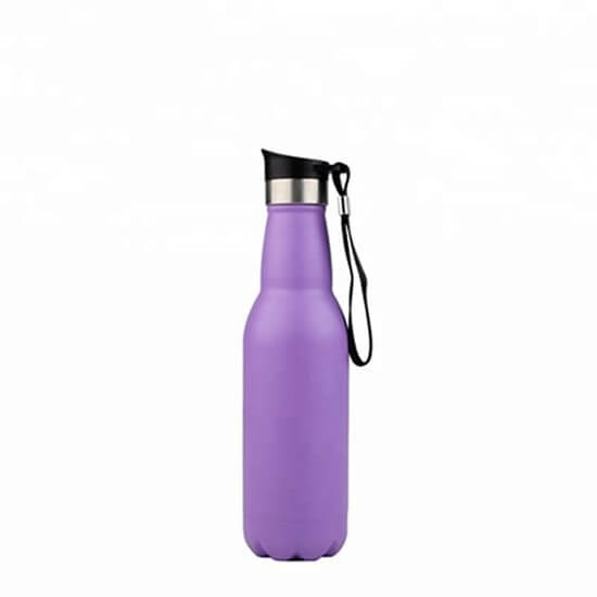 Vacuum Seal black metal insulated reusable water bottle 1 - Custom Branded Stainless Steel Water Bottles With Push Button