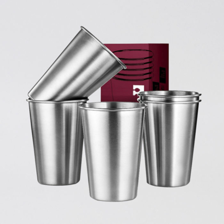 16 Oz Reusable Stainless Steel Glasses Camping Pint Cup Metal Drinking Glasses Wine Cups 1