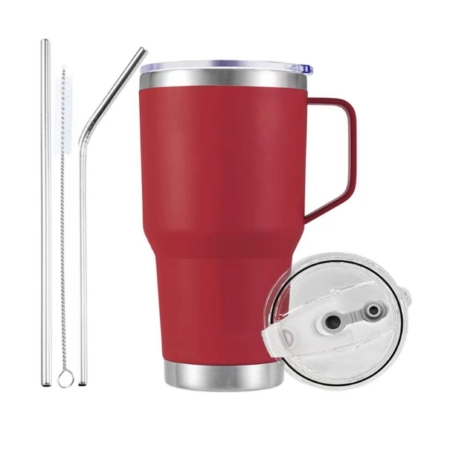 30oz Double Walled Reusable Travel Cup with handle 3