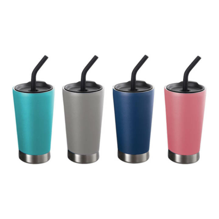 BPA free stainless steel double wall tumbler with lid and straw 8