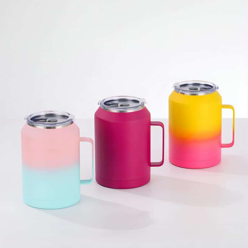 High quality stainless steel mug with metal handle 2 - 17oz Double Wall Insulated Stainless Steel Tumblers With Flip Lid